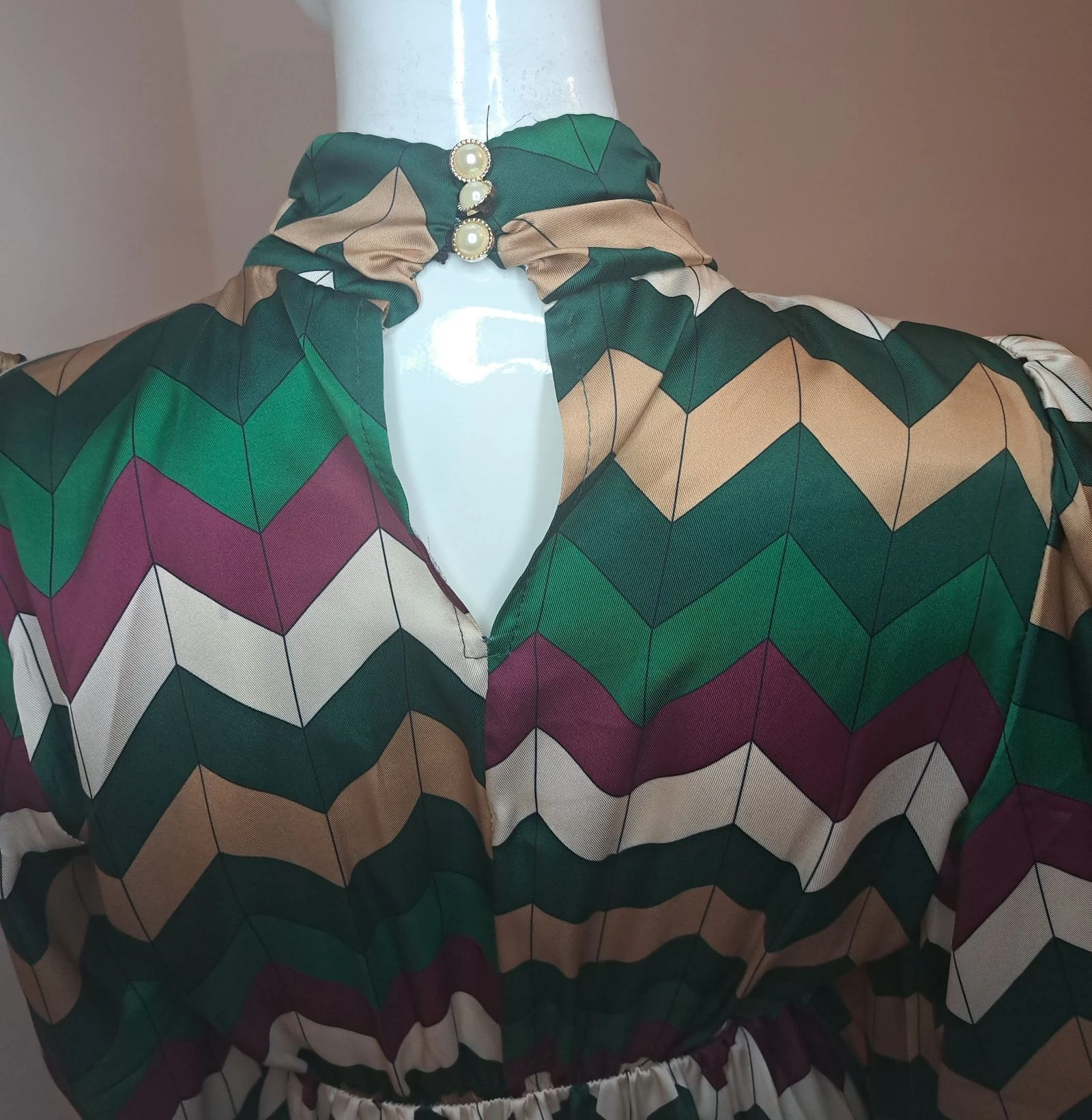 Chevron Print Satin Mini Dress • TU • Timiana • Statement Piece • Quiet Luxury Style – photo 4